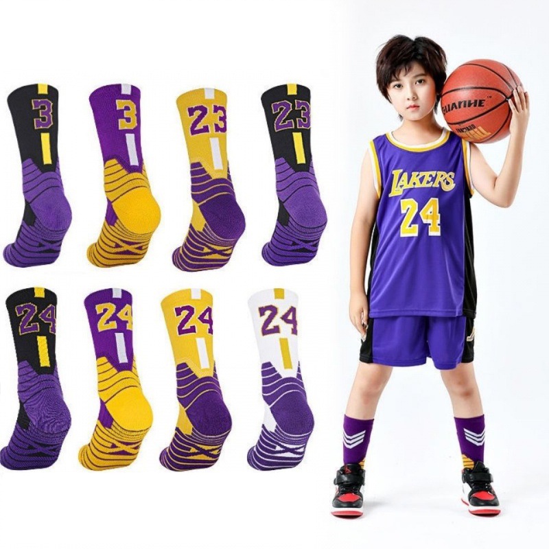 Calcetines de baloncesto para niños y niñas, medias de tubo medio
