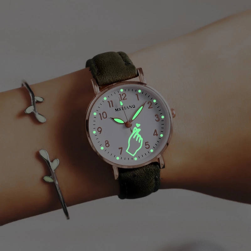 Reloj de Lujo con Pulsera para Mujer - Reloj de Pulsera de Cuarzo Correa de  Cuero Gris