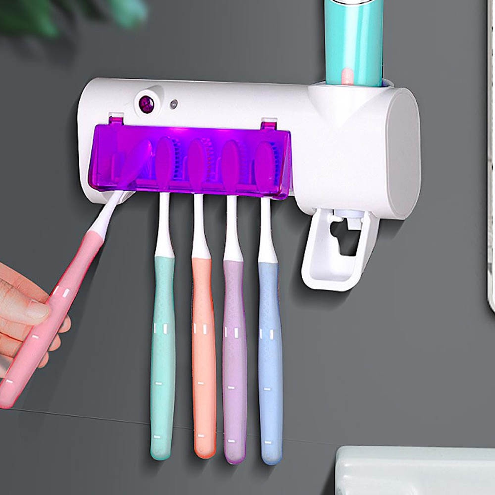Esterilizador con luz UV, limpiador de soporte para cepillo de dientes y  dispens