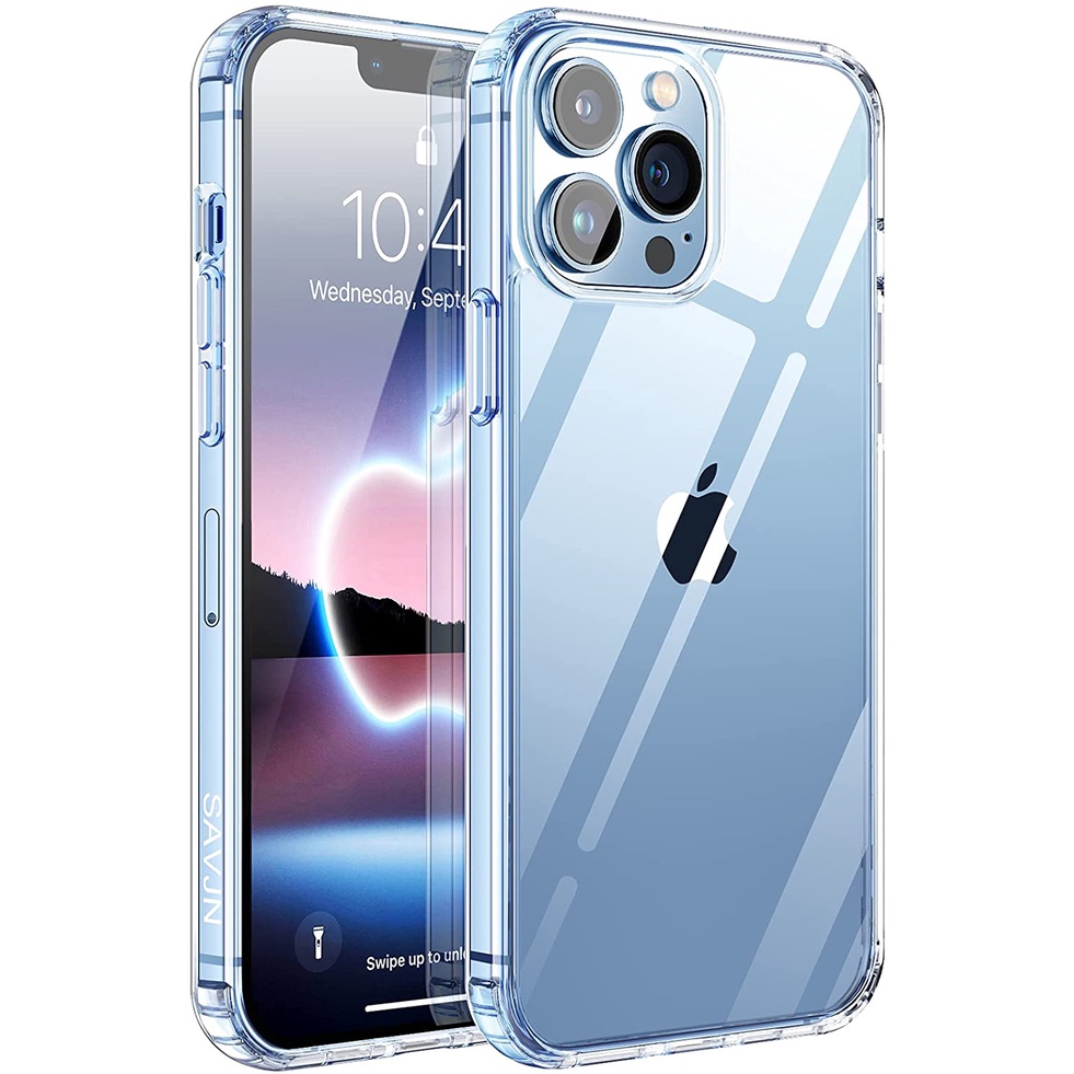 Funda transparente para iPhone 13 Pro, borde azul sierra con borde de borde  azul sierra con cubierta de PC transparente dura para iPhone 13 Pro, funda