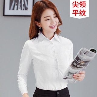 Blusa Blanca Sólida De Manga Larga Para Mujer Camisas De Trabajo