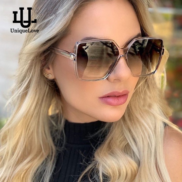 Negro Cuadrado Gafas De Sol De Gran Tamaño De Las Mujeres Marco Grande  Colorido Femeninas Espejo Oculos Unisex Degradado Hip Hop Sombras