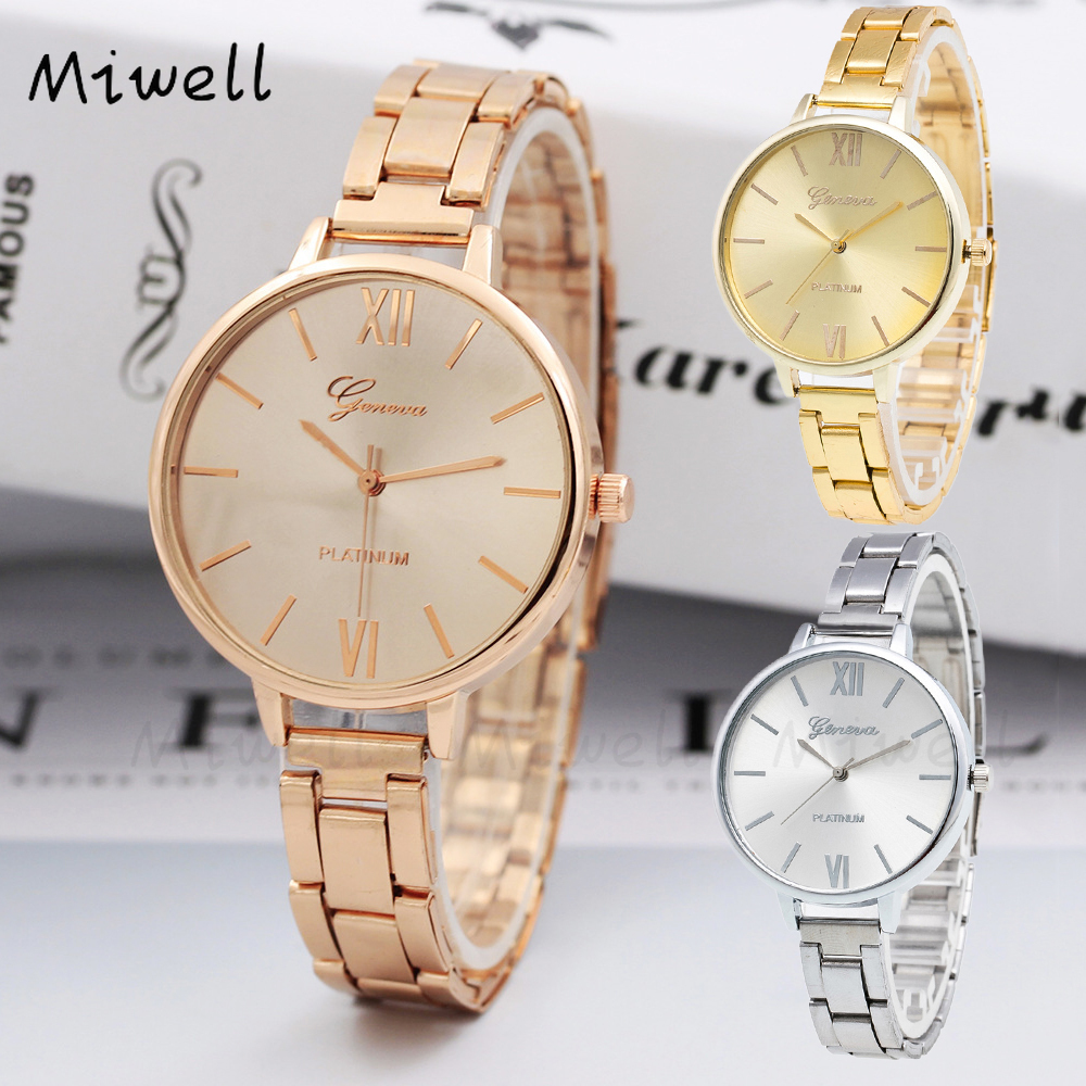 Miwell Moda Mujeres Reloj Ginebra Simple Se ora De Cuarzo Banda De Acero Delgada Aleaci n Pulsera WH0270 60