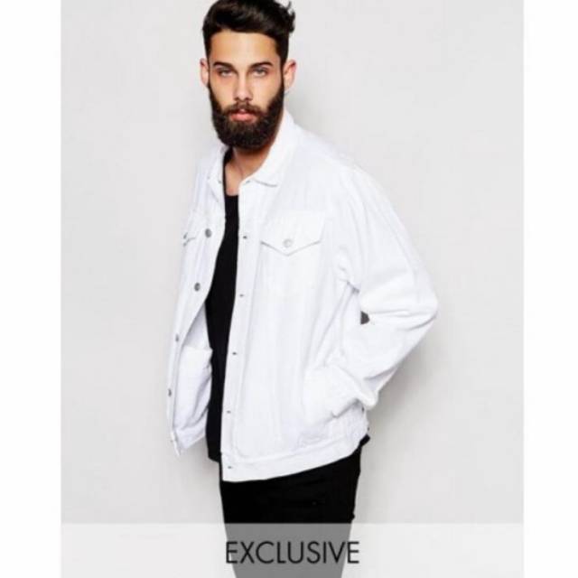 PUTIH Chaqueta Vaquera Blanca Para Hombre/Exclusiva