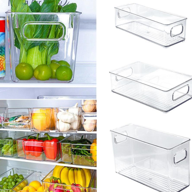 Recipientes De Almacenamiento De Nevera , Plástico Transparente Apilable  Organizador Contenedores Con Asas Para Refrigerador Congelador Despensa  Gabinetes De Cocina