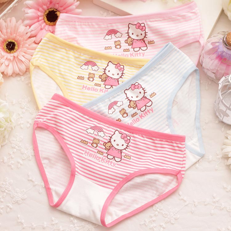 3 Unids/Set Girl Hello Kitty Calzoncillos Niña Ropa Interior De Algodón  Para Niños Bragas De Mujer