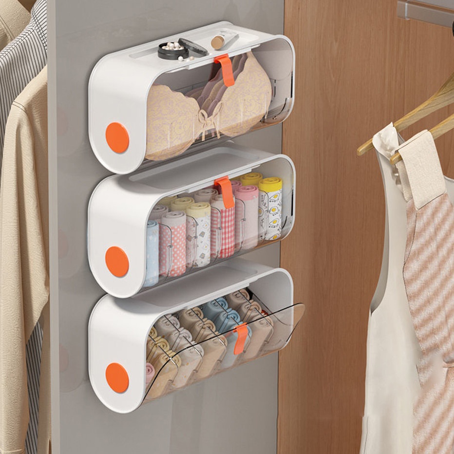 Caja organizadora de calcetines para ropa interior, transparente
