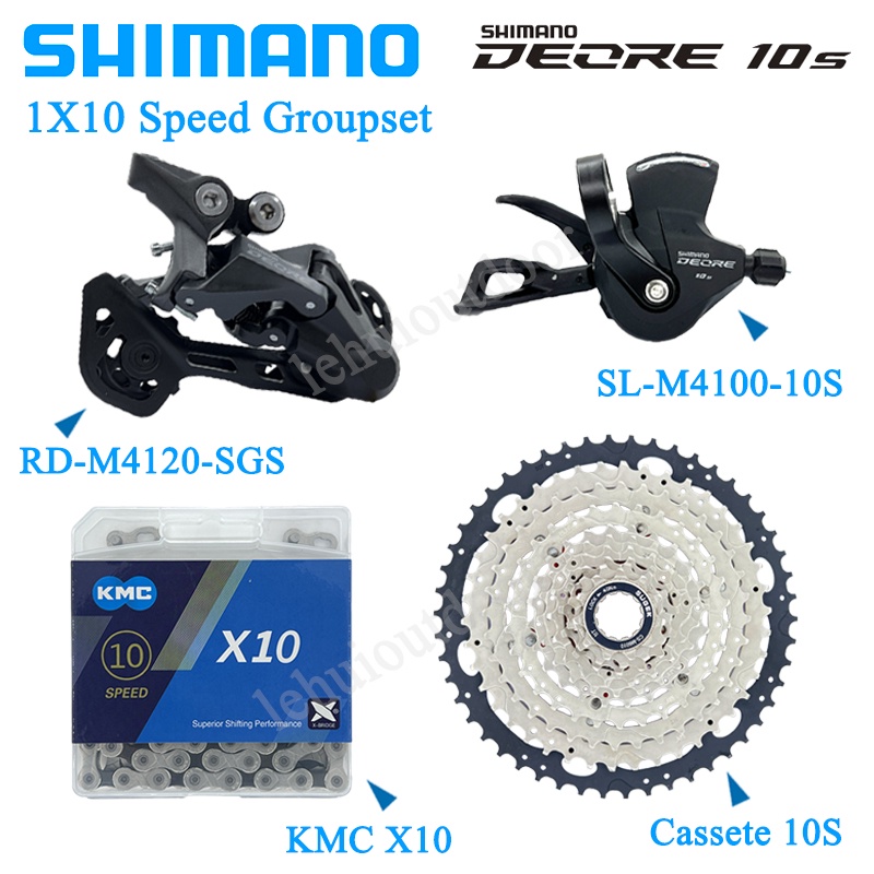 SHIMANO DEORE M4100 1x10 Speed Groupset M4120 Palanca De Cambio Trasera M4100 Pantalla De Ventana KMC X10 Cassette 10S 40T 42T 46T 50T MTB Piezas De