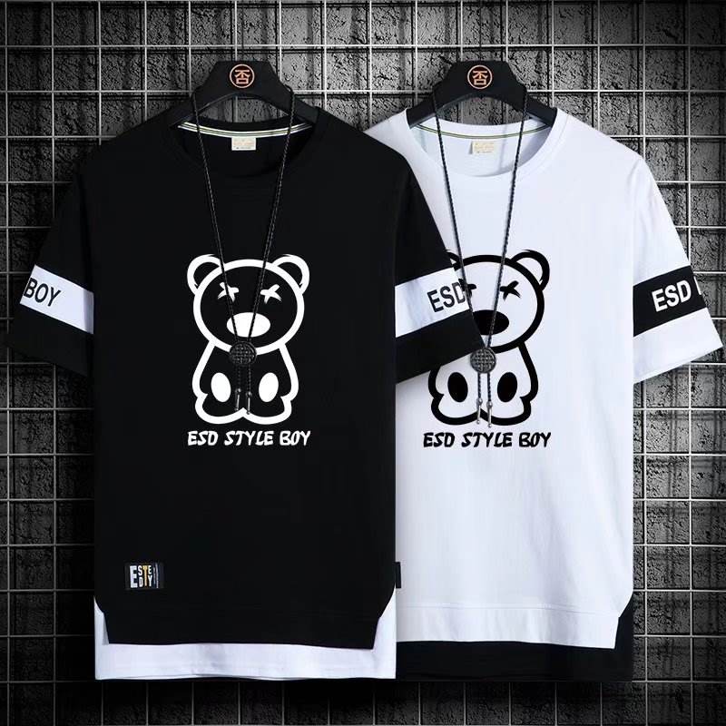 Verano Camiseta De Manga Corta Para Los Hombres Hip Hop Estilo Streetwear Moda Slack Tops Cuello Redondo Hombre Grafico Tees Tendencia Casual Camisa De Gran Tamano Color Negro Blanco Ropa Shopee