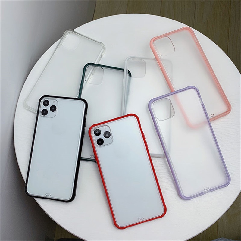 Funda de teléfono transparente con borde curvo ondulado caramelo