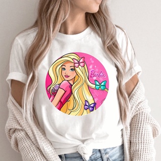  Barbie Camiseta para niñas, Tops de verano de algodón para  niñas, Camisa de manga corta Barbies Girls