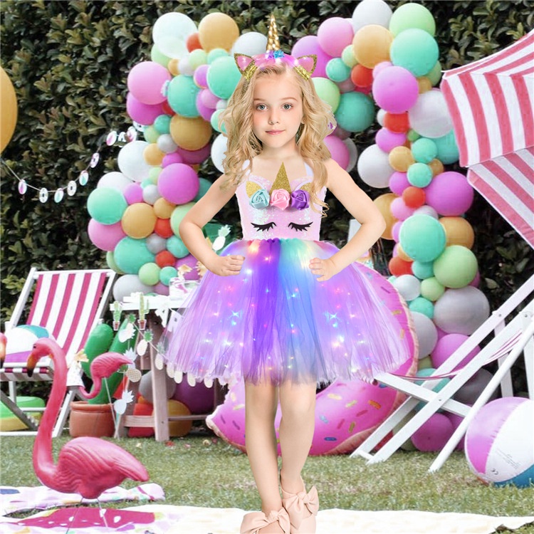 Vestidos con Tutu para Niña Princesa UNICORNIO Disfraz Con Diadema