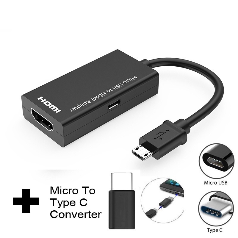 Adaptador Tipo C Y Micro USB A HDMI Para Teléfono Portátil