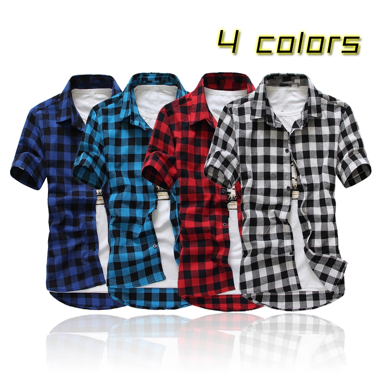 Camisa A Cuadros Camisas De Hombre 2019 Nueva Moda De Verano De Manga Corta Casual 4 Colores Shopee Colombia