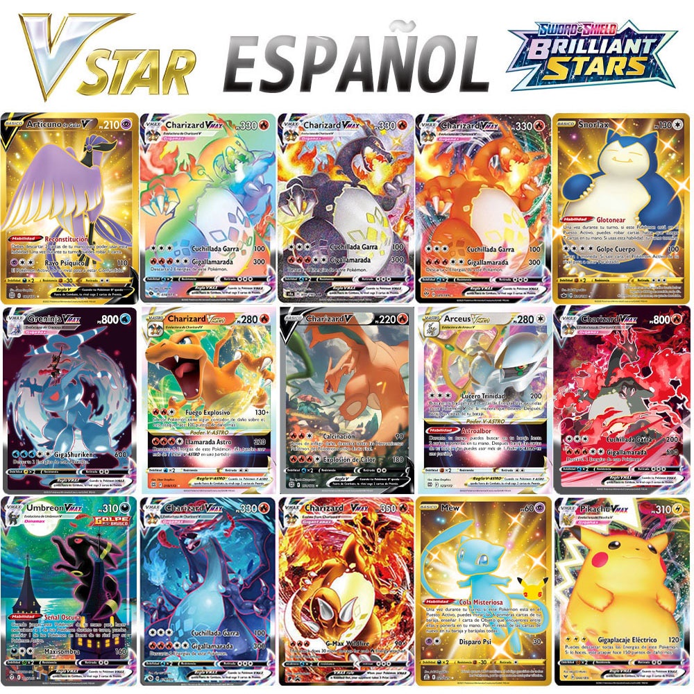 Cartas Españolas Pokemon Charizard Pikachu Vmax GX MEGA Vstar