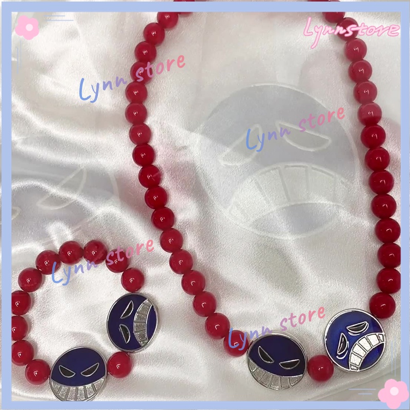 Portgas D Ace Cosplay Collar de abalorio rojas de anime, Ace Cosplay pulsera ajustable, accesorios de joyería regalo para fans, Zinc, Sin piedra preciosa