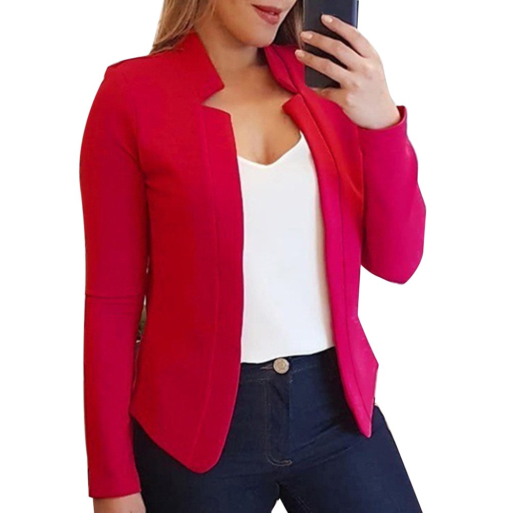 Blazer De Sólido Gran Tamaño Para Mujeres Sin Botones Con Mangas Largas/Abrigo Delgado hS04 | Shopee Colombia