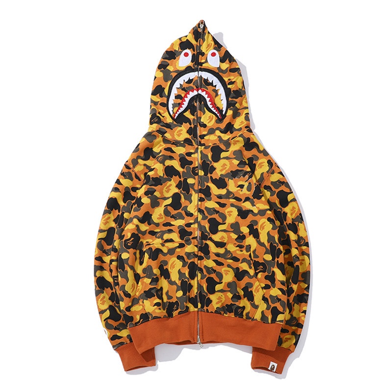 Bape Shark Sudaderas Con Capucha De Camuflaje Parejas Desgaste