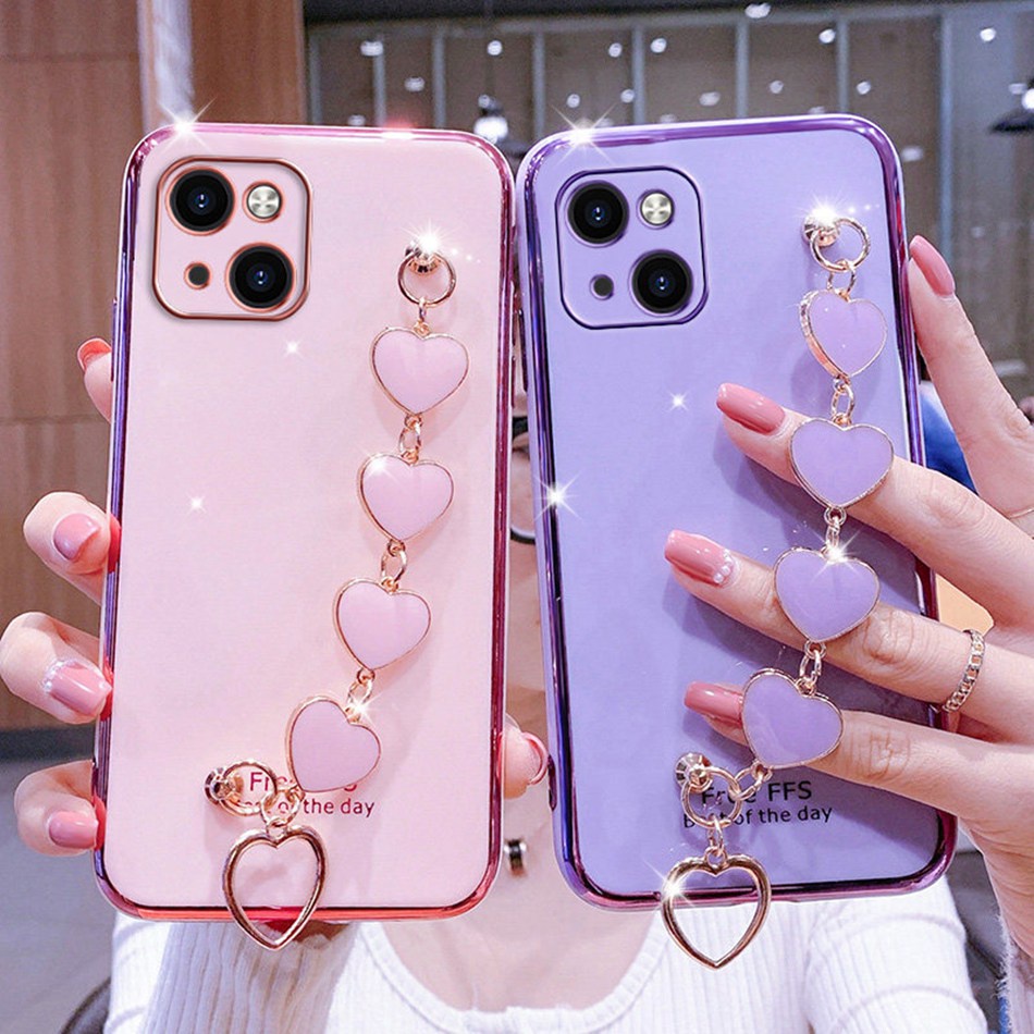 Funda de teléfono con cadena para OPPO Realme 9i, carcasa suave con flores  para Realme 9i