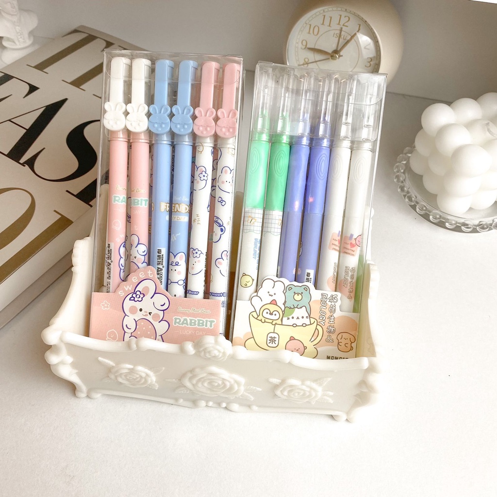MROOFUL 60 Unids Friction Pen Recarga Conjuntos Borrable Negro Azul Gel Tinta Rodar Lindo Gato Amantes De Los Animales Regalo Escuela Suministros De Oficina (azul