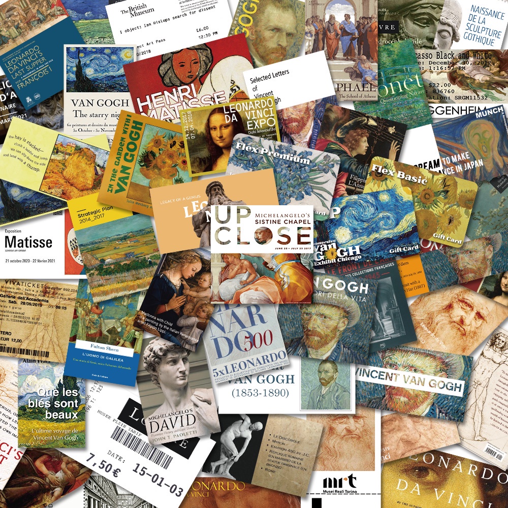 50pcs art museum literary ticket roots Da Vinci Van Gogh famous ...