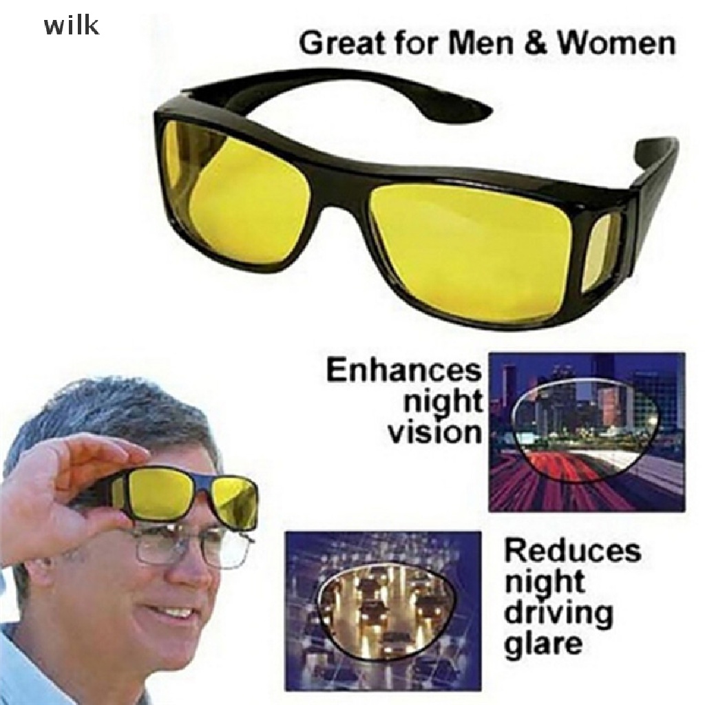 Las gafas de conducción nocturna se ajustan sobre las gafas