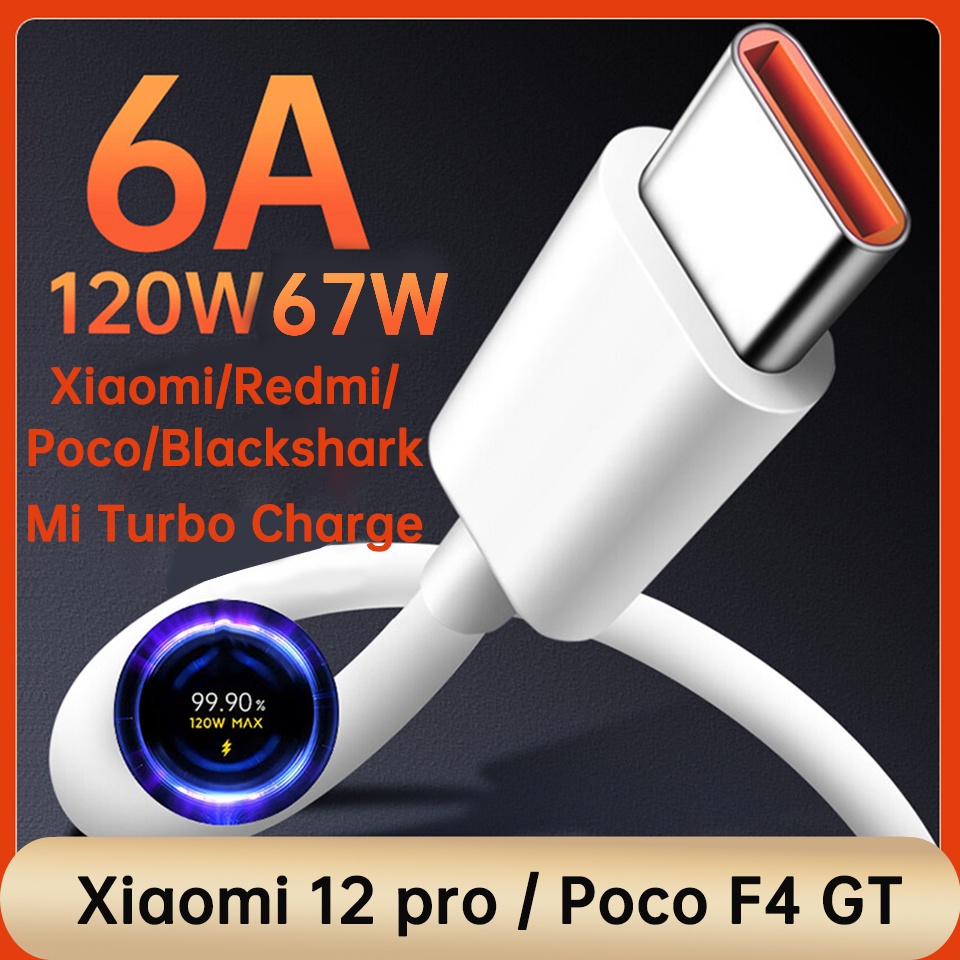 Xiaomi-cargador de Cable Usb Tipo C 6A Original, dispositivo de carga  rápida Turbo Tipo C de 120w, para Mi 12, 11, 10 Pro, 9, Poco Redmi Note  K30S