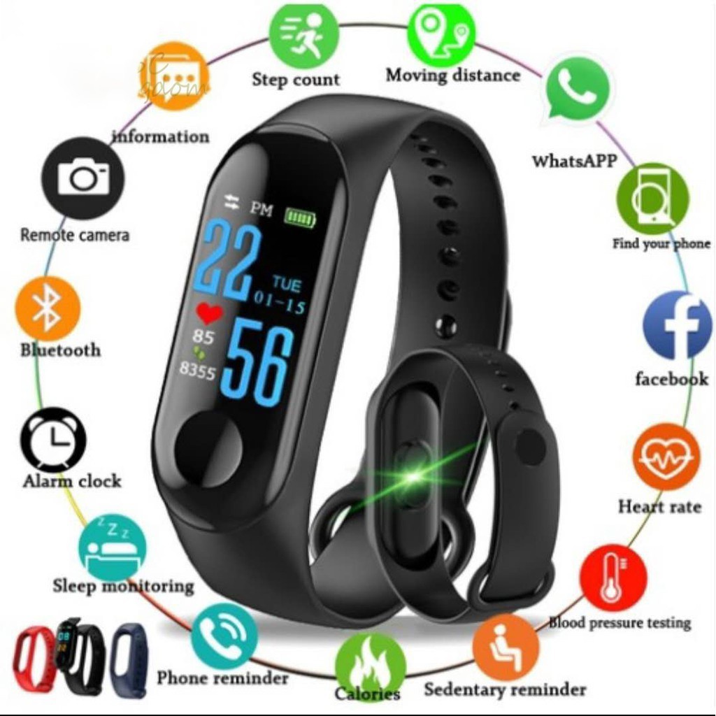 Smart band reloj pulsera led digital m3 de color s lido ajustable