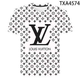 Europa América Explosión Moda Manga Corta Impreso Hombres Mujeres Camisetas  LV 3D Louis Vuitton Camiseta Casual Streetwear Niño Niña Sudaderas Cuello