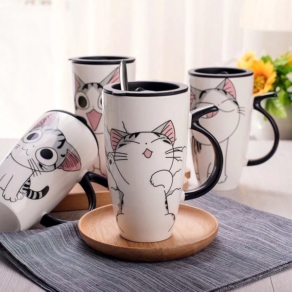 DMC Taza De Caf De Cer mica Para Gatos Con Tapa De Gran