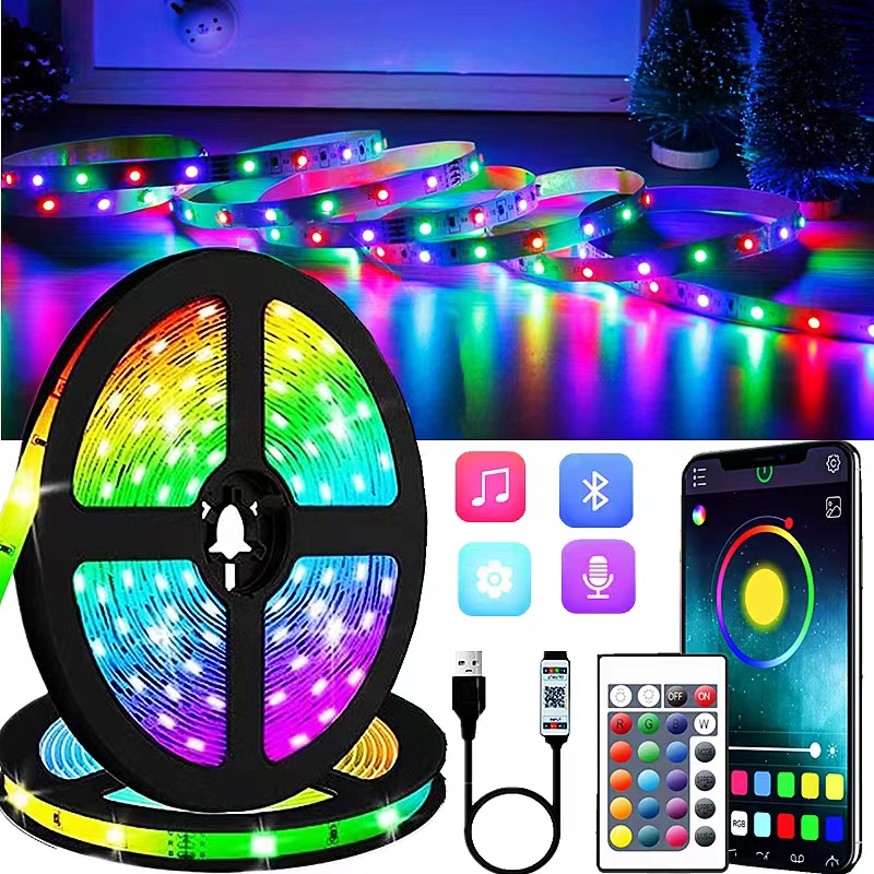 Comprar Tira de luces LED USB con Bluetooth RGB 5050 2835, cinta de lámpara  LED RGB de 5V, luz Flexible para decoración de habitación, cinta de diodo  de retroiluminación de TV