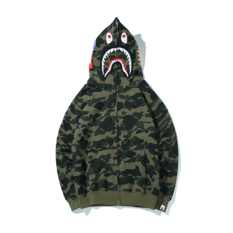 Bape Shark Sudaderas Con Capucha De Camuflaje Parejas Desgaste
