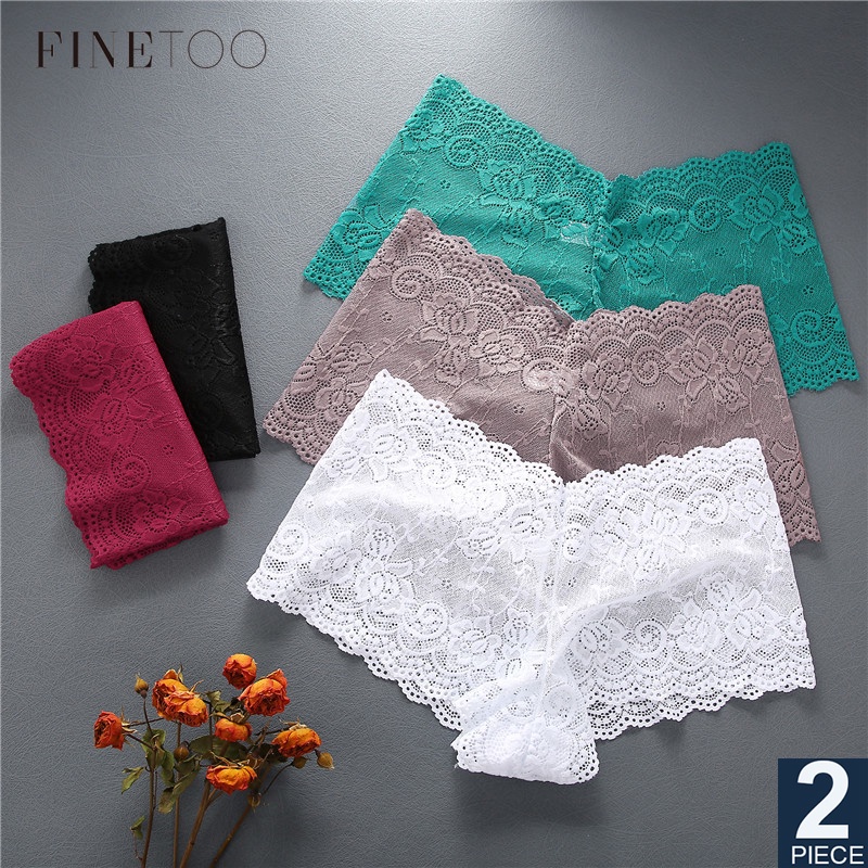 FINETOO 2 Unids set Panty Cintura Alta Mujeres Floral Encaje Calzoncillos S XL Ropa Interior Femenina Intimos