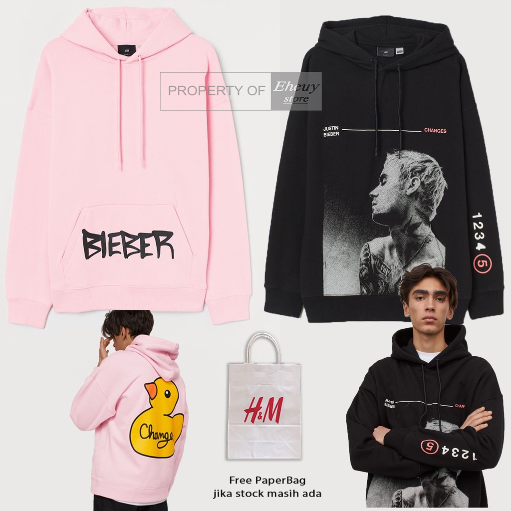 Sudadera con capucha H M Justin Bieber negro rosa impresion completa sudadera con capucha hombres mujeres Oversize Justin Bieber etiqueta completa