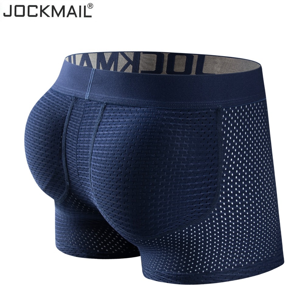 JOCKMAIL Long Mesh Hip Lifting Hombres Boxer Calzoncillos Acolchado Esponja Levantamiento De Cadera Boxeador Falso Butt