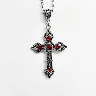 Collar De Cadena Con Colgante De Cruz De Corazón Negro Punk Rock Para Hombr Y Mujer, Accorios Góticos Grunge Vintage De Hip Hop Street De Los Años 90 Y2K / Joyería De Moda