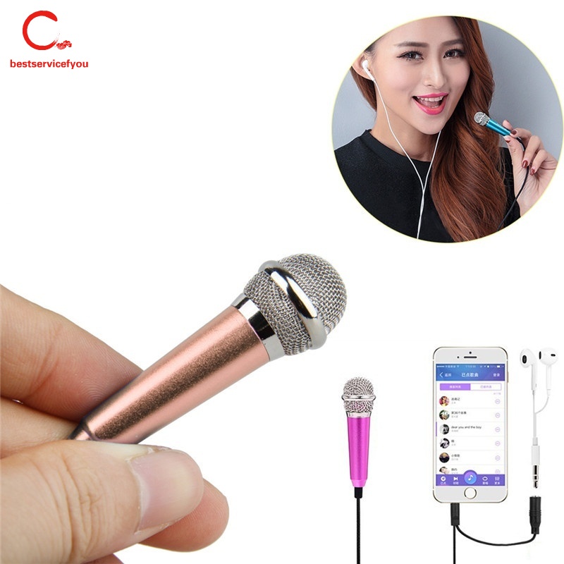 Mini micrófono para teléfono móvil Karaoke Mini micrófono de condensador  para computadora de teléfono con auriculares de 3,5 mm