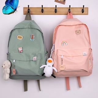 Mochilas pequeñas para mujer, Mochilas escolares de Color contrastante,  tela de nailon impermeable, estilo japonés