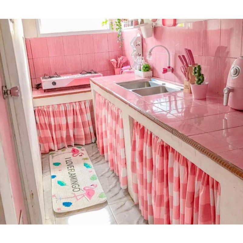  Cortinas para ventana de cocina, color rosa claro