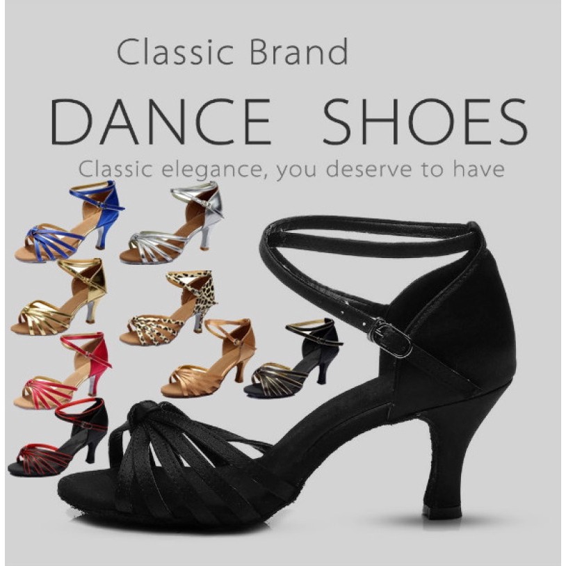 Comprar Zapatos de baile latino para mujer y niña, zapatos de tacón bajo  para Salsa, salón de baile, Tango, fondo suave, tacón de 3,5 CM