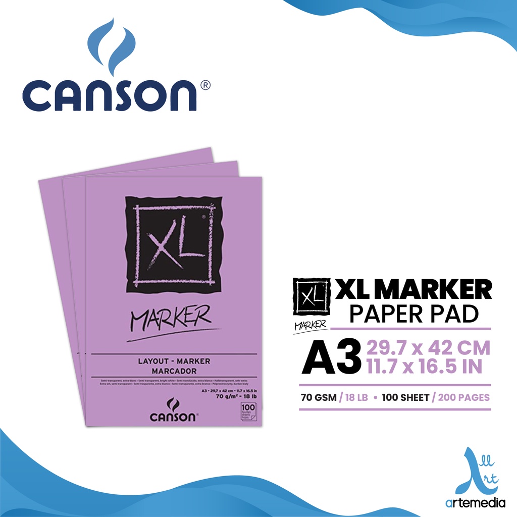 Canson : XL : Marker Pad : 70gsm : 100 Sheets : A3 - Canson : XL - Canson -  Brands