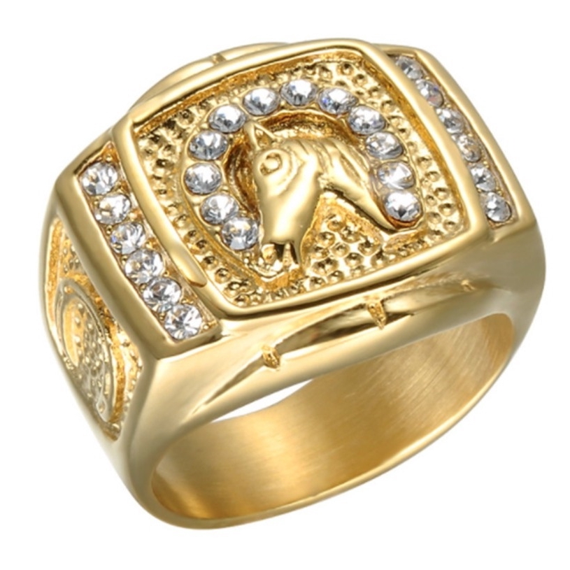 Anillo De Caballo De Oro Amarillo De 18 Quilates Con Diamantes Para Joyeria De Hombres Shopee Colombia