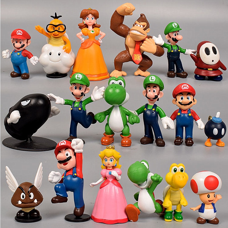 18 Pzs Figuras De Accion Anime Super Mario Bros Pvc Munecas Juguetes Para Ninos 3 7cm