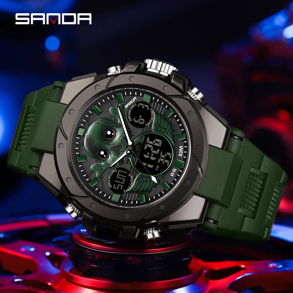 Reloj Hombre Deportivo Análogo Digital con Cronógrafo Sanda 6024 - Negro