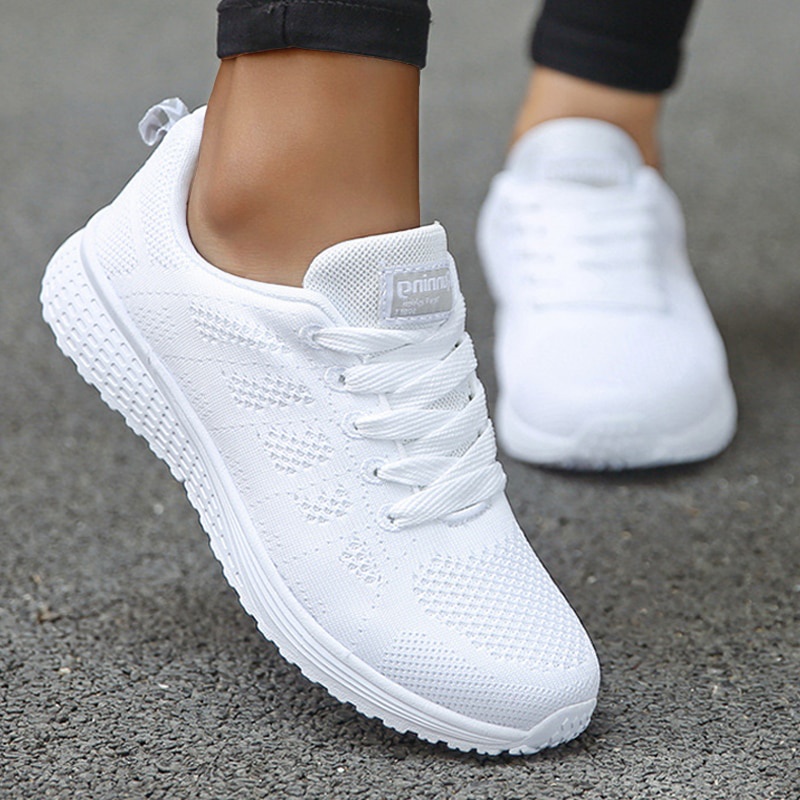 Las Mujeres Casual Zapatos Caminar De Malla Planos Para Zapatillas De Deporte 2022 Gimnasio Vulcanizado Blanco Negro Tenis Femenino