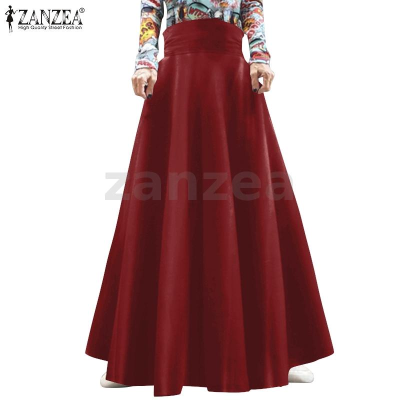 ZANZEA Moda Mujer Cintura Alta Una Línea Maxi Falda Vestido Elegante Sólido  Suelto Faldas Largas
