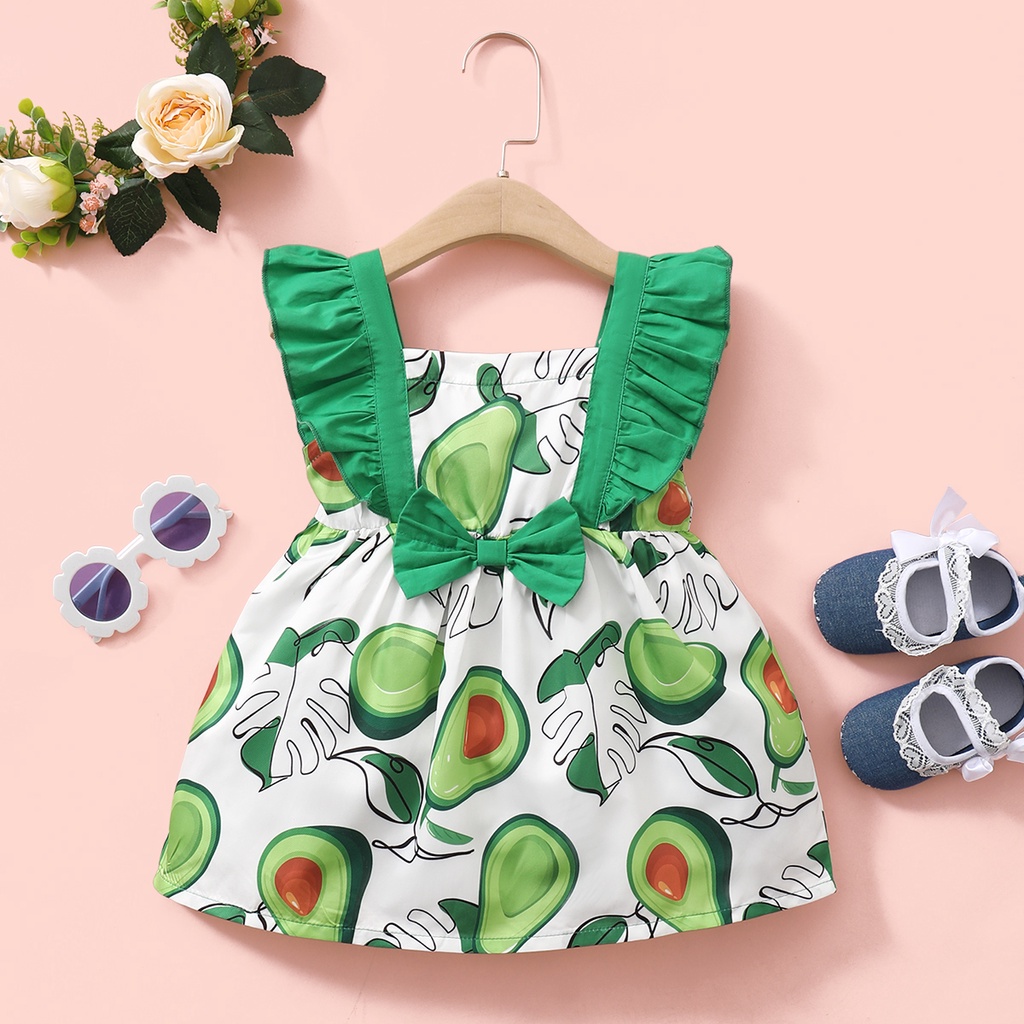 3-24 Meses Bebé Niñas Lindo Patrón De Aguacate Volantes Vestido Sin Mangas Recién Nacido Verano Vacaciones Ropa De | Shopee Colombia