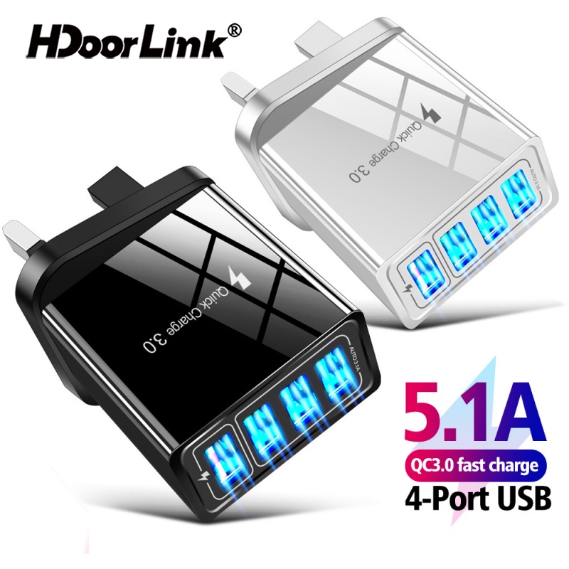 Cargador de pared rápido QC 3.0 USB carga rápida 3 puertos Tablet iPad  teléfono cargador adaptador viaje enchufe compatible iPhone X/Xs/XS