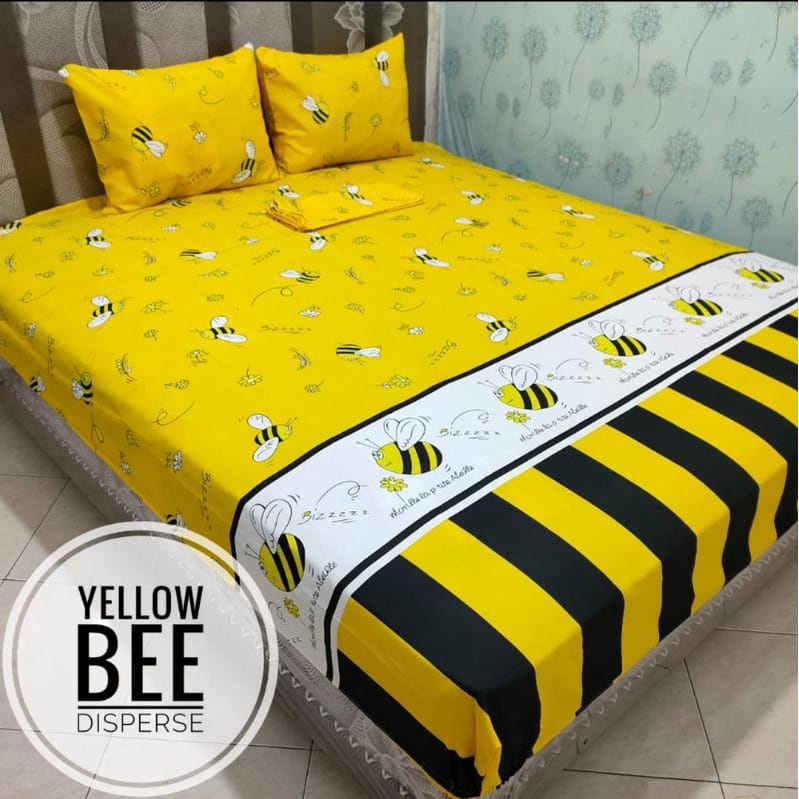 Juego de sábanas de cama con motivo de abeja amarilla 3d 180X200 refuerzo  funda de almohada