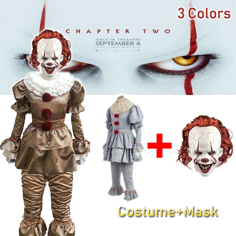 Pennywise Cosplay Disfraz Máscara De Miedo Payaso Traje De Fantasía Fiesta De Halloween Hombres 0556